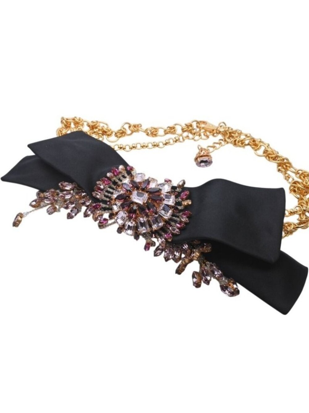 Dolce & Gabbana Crystal Plated Belt Gold Purple Pink